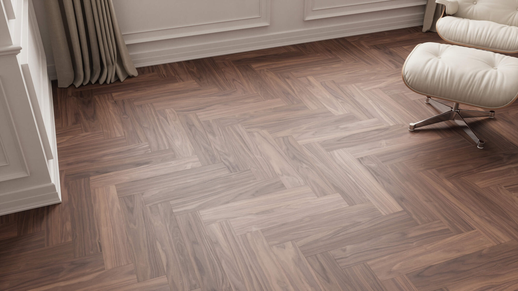 Seamless Walnut Wood Herringbone Floor Texture