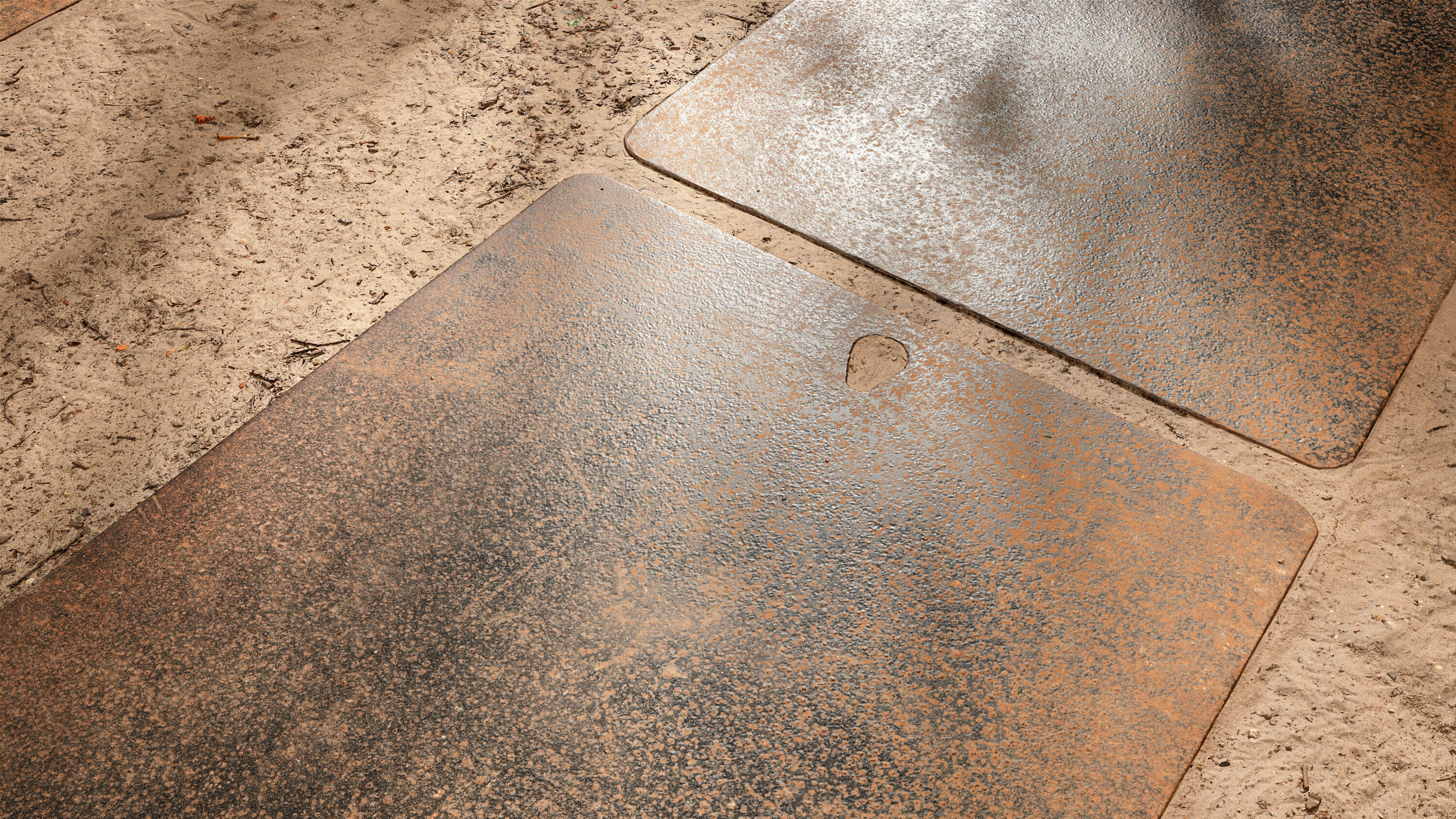 high resolution seamless steel road plate texture