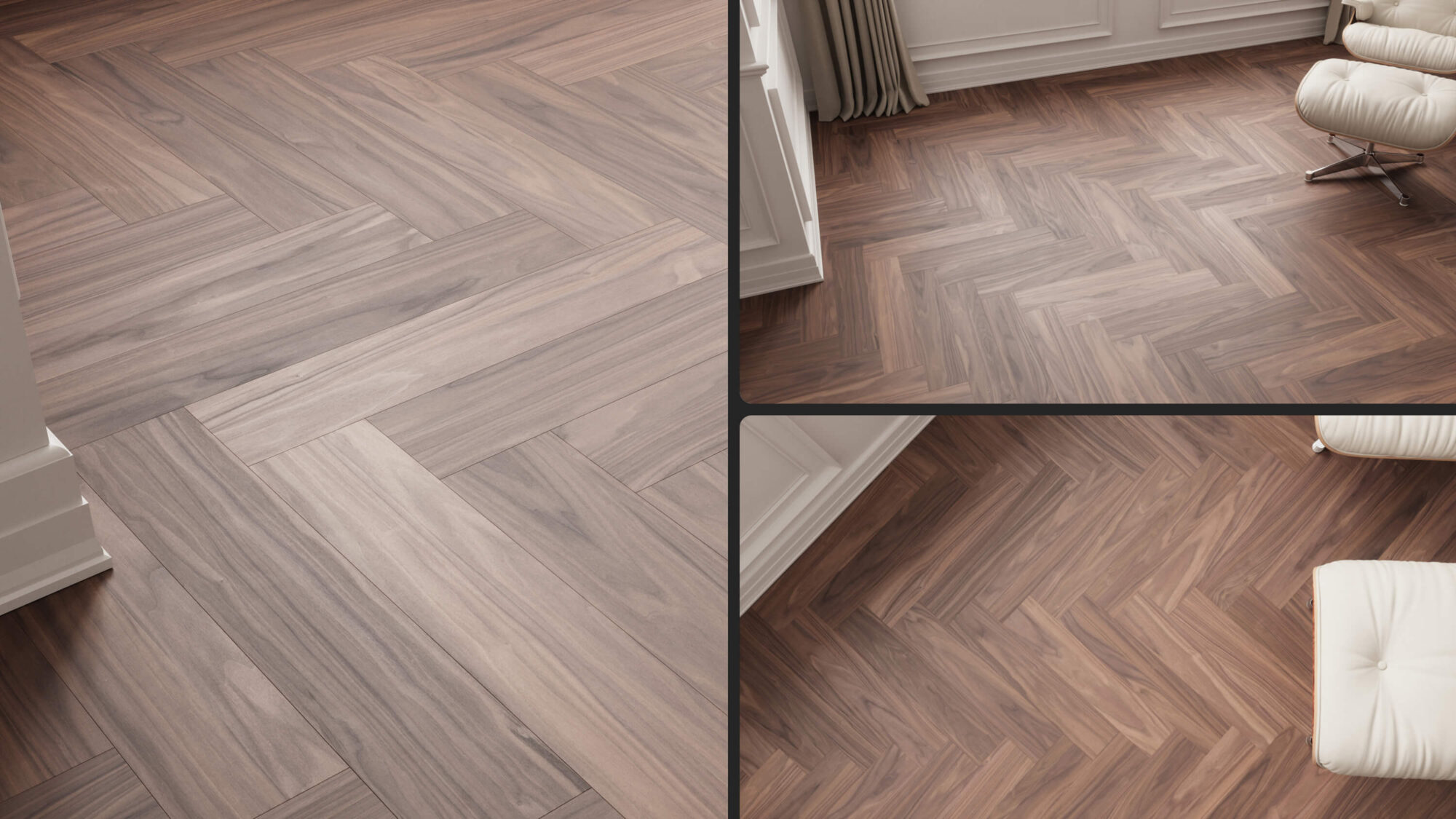 Seamless Walnut Wood Herringbone Floor Texture