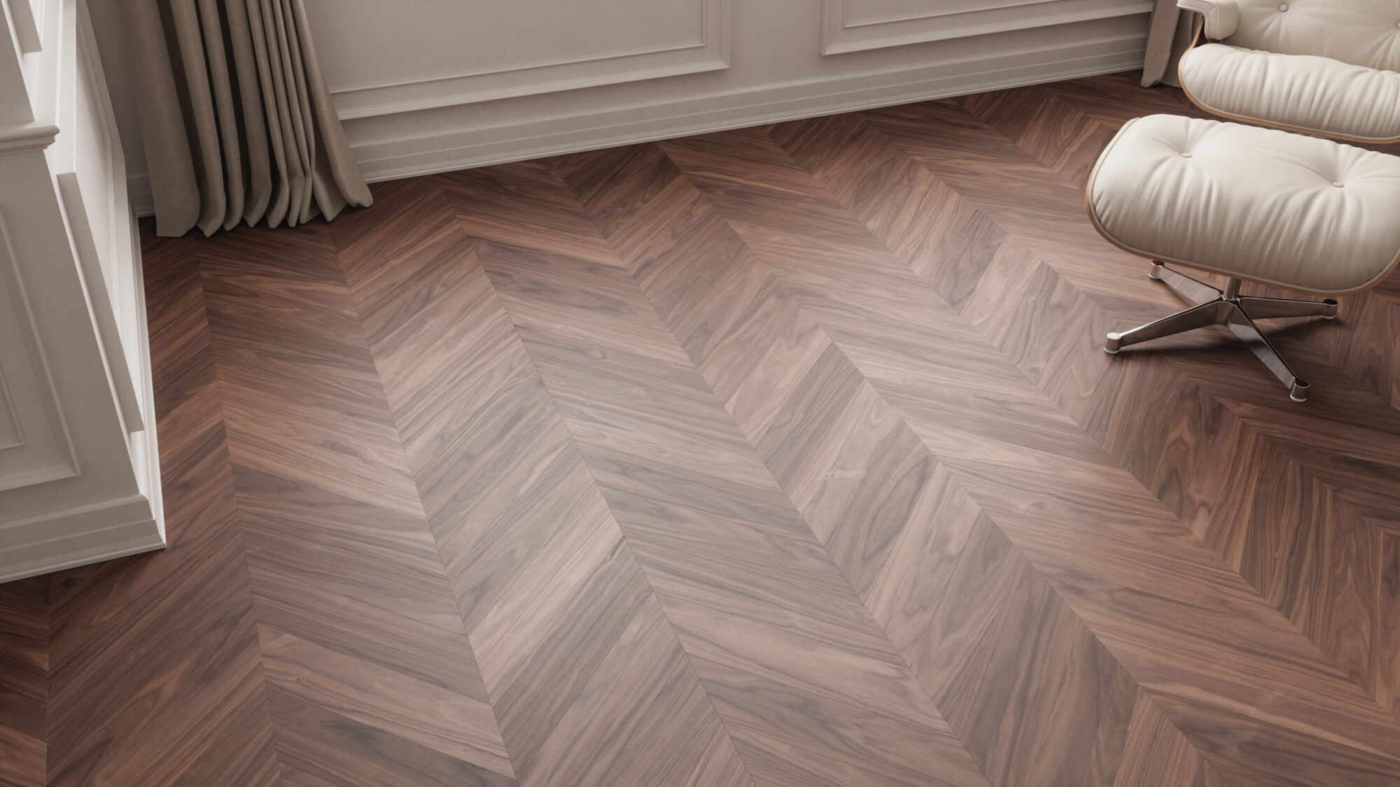 Seamless Walnut Wood Chevron Floor Texture