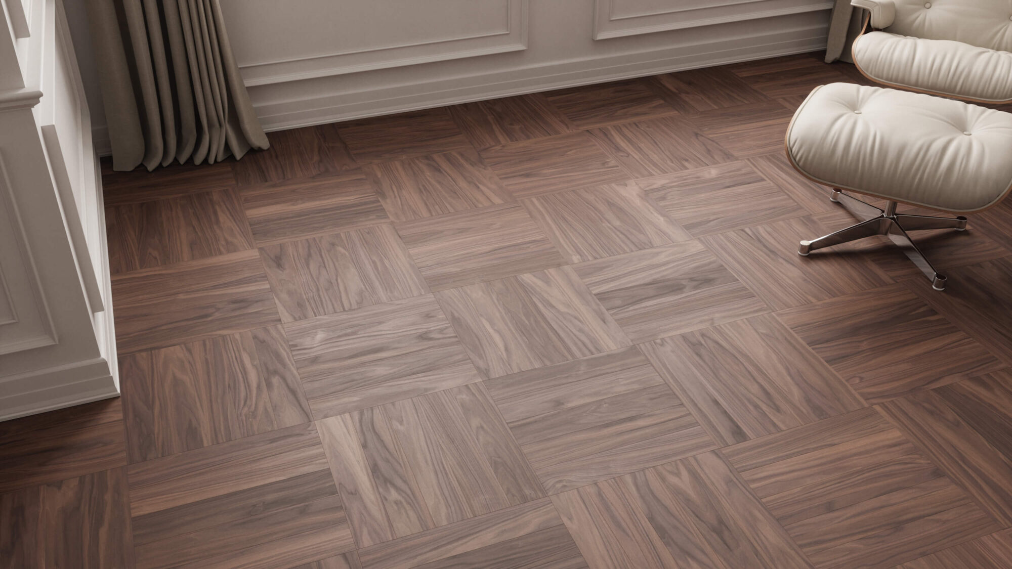 Seamless Walnut Wood Mosaic Floor Texture