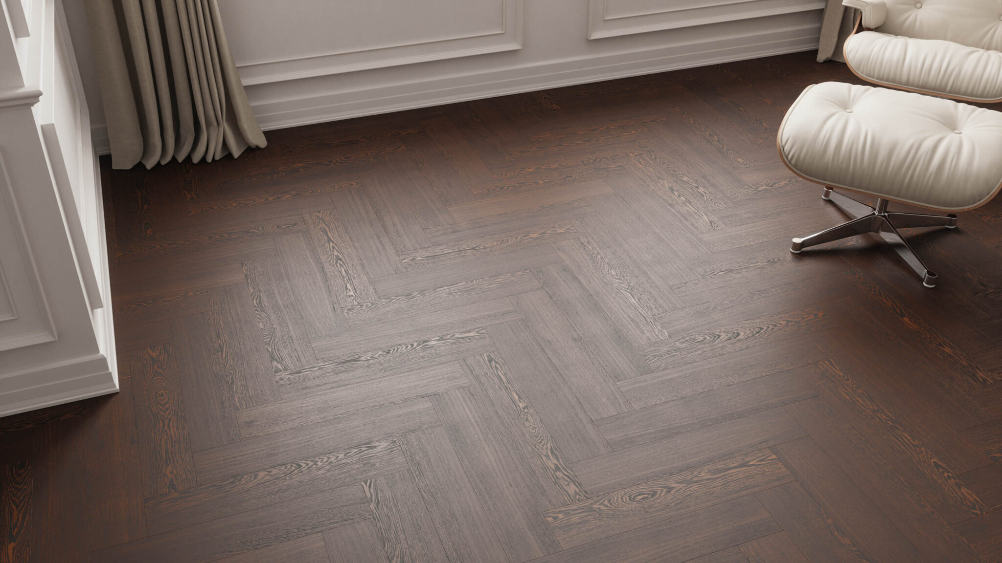 Wengé Wood Herringbone Floor Seamless PBR Texture